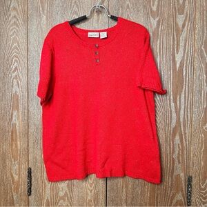 VTG Fashion Bug Women’s Acrylic Wool Silk Red Short Sleeve Casual 18/20W Shirt